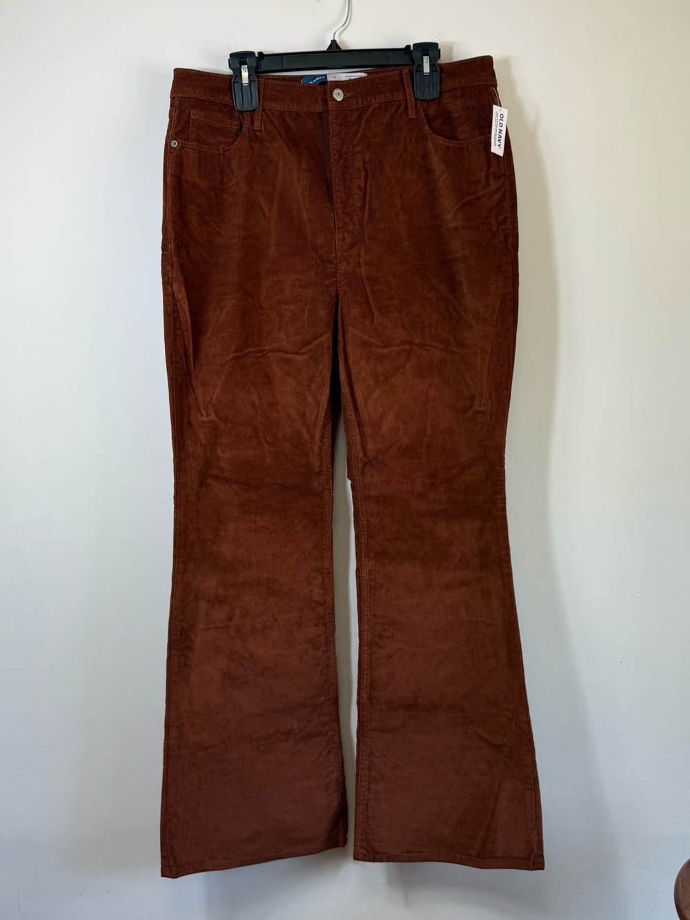 NWT Old Navy Brown Corduroy Higher High-Rise Flare Pants Size 16